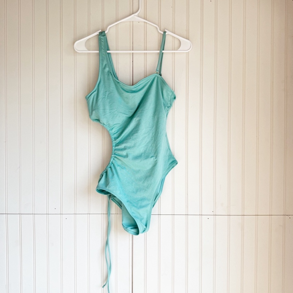 Celebrity Pink Size L Aqua Ruched One-Piece Swimsuit